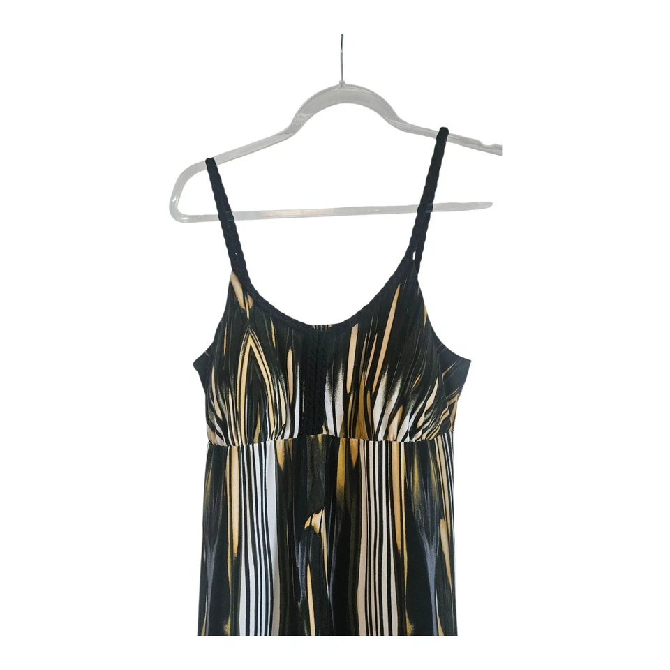 Maxi Vestido Saint Tropez West Talla 12 Sin Mangas Cintura Imperio Abstracto Elastizado Foto 3 de 4