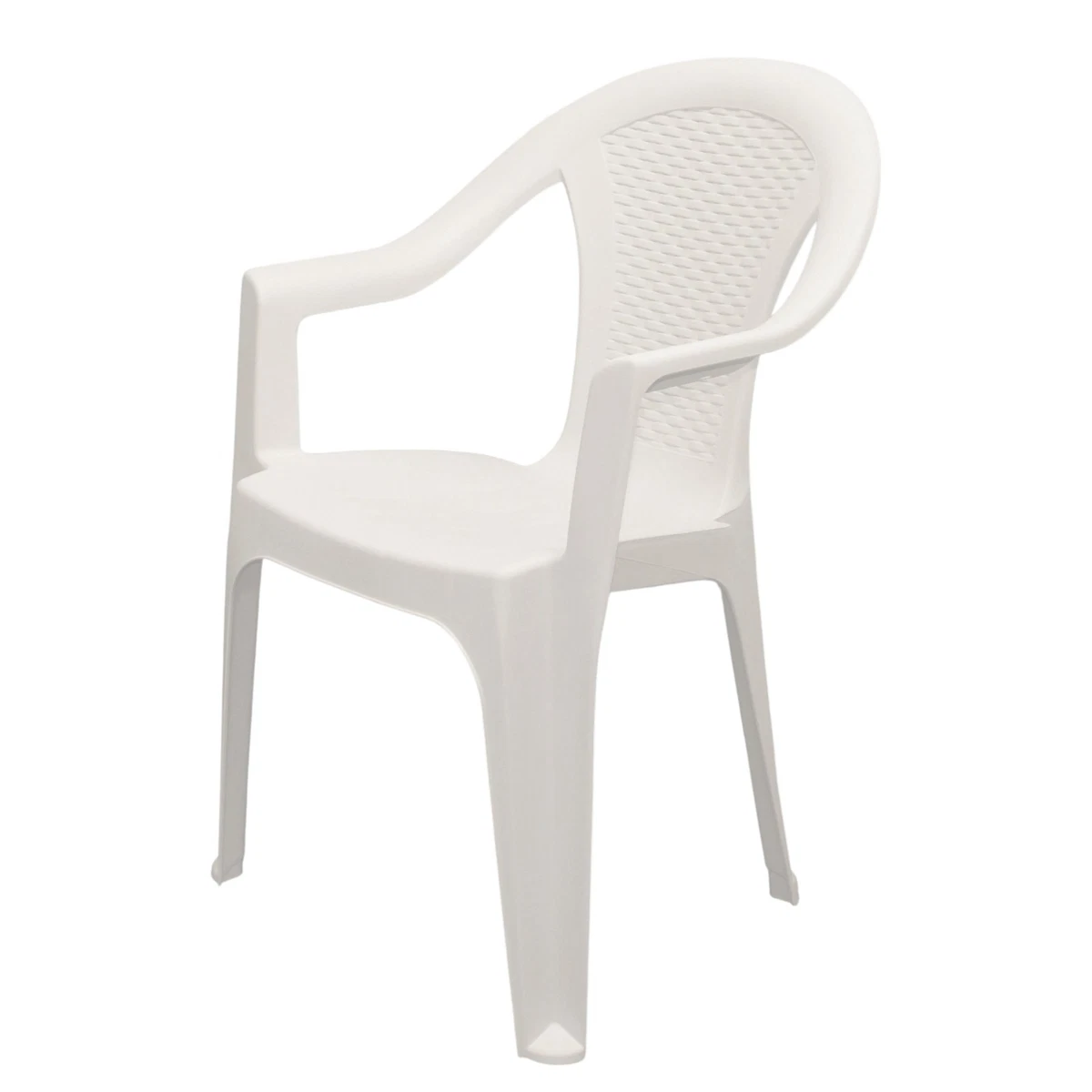Silla de jardín blanca - aspecto de ratán - silla apilable de plástico de jardín monobloque