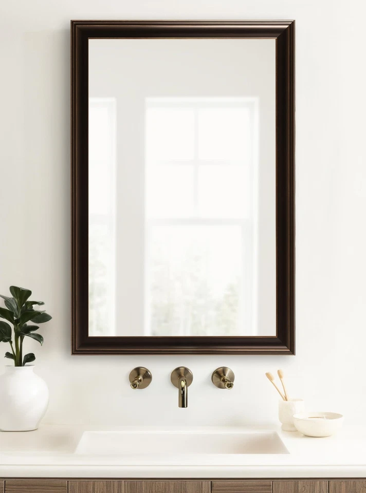 Galiano Traditional Framed Rectangle Bathroom Vanity Mirror, 29 x 41, Bronze,... - Image 3 of 4