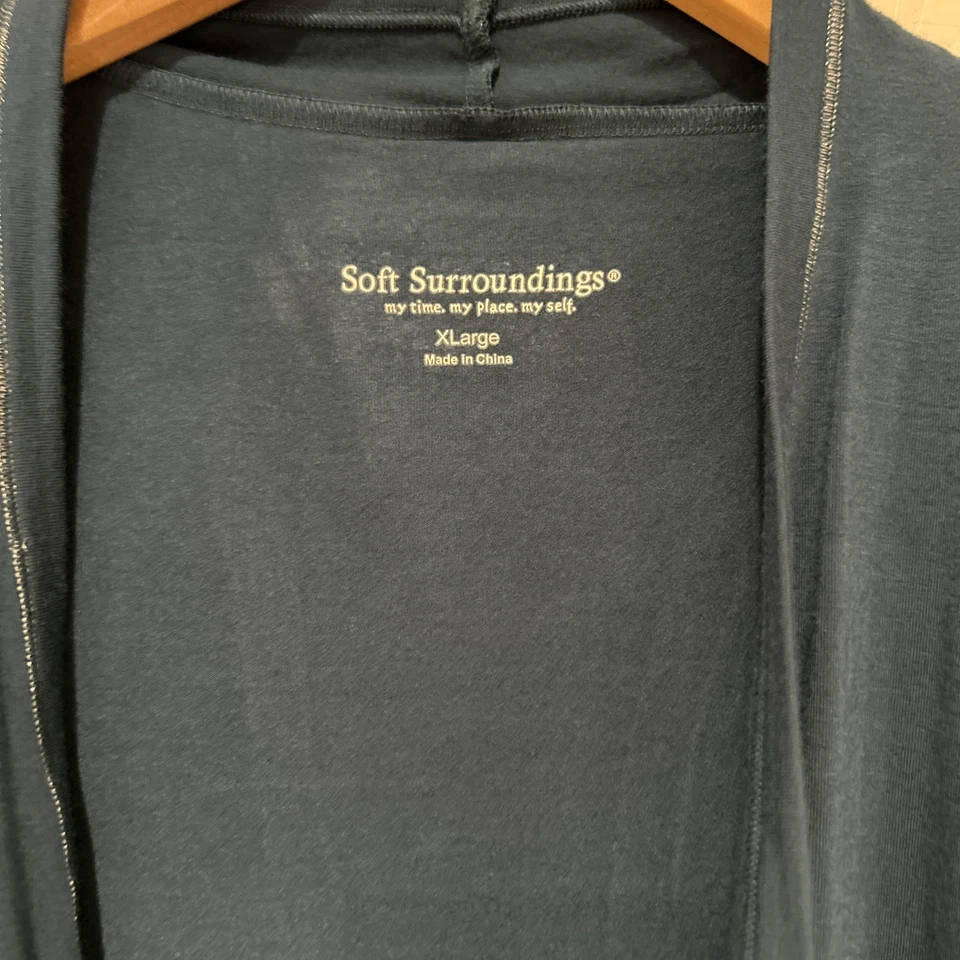 Soft Surroundings Womens Cardigan Blue XLarge Drape Front Lightweight Travel - Image 3 of 4