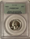 1961 WASHINGTON QUARTER, PROOF. PCGS OGH, PR68DCAM, PF 68 ULTRA CAMEO