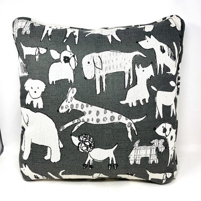 Dog Themed Gray 20'' THROW PILLOW Raymour & Flanigan Poodle Schnauzer Wiener Dog