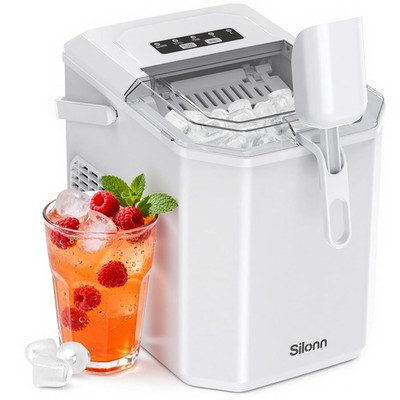 Ice Maker Countertop,Self-Cleaning Ice Makers with Basket and Scoop,9 Cubes in 6