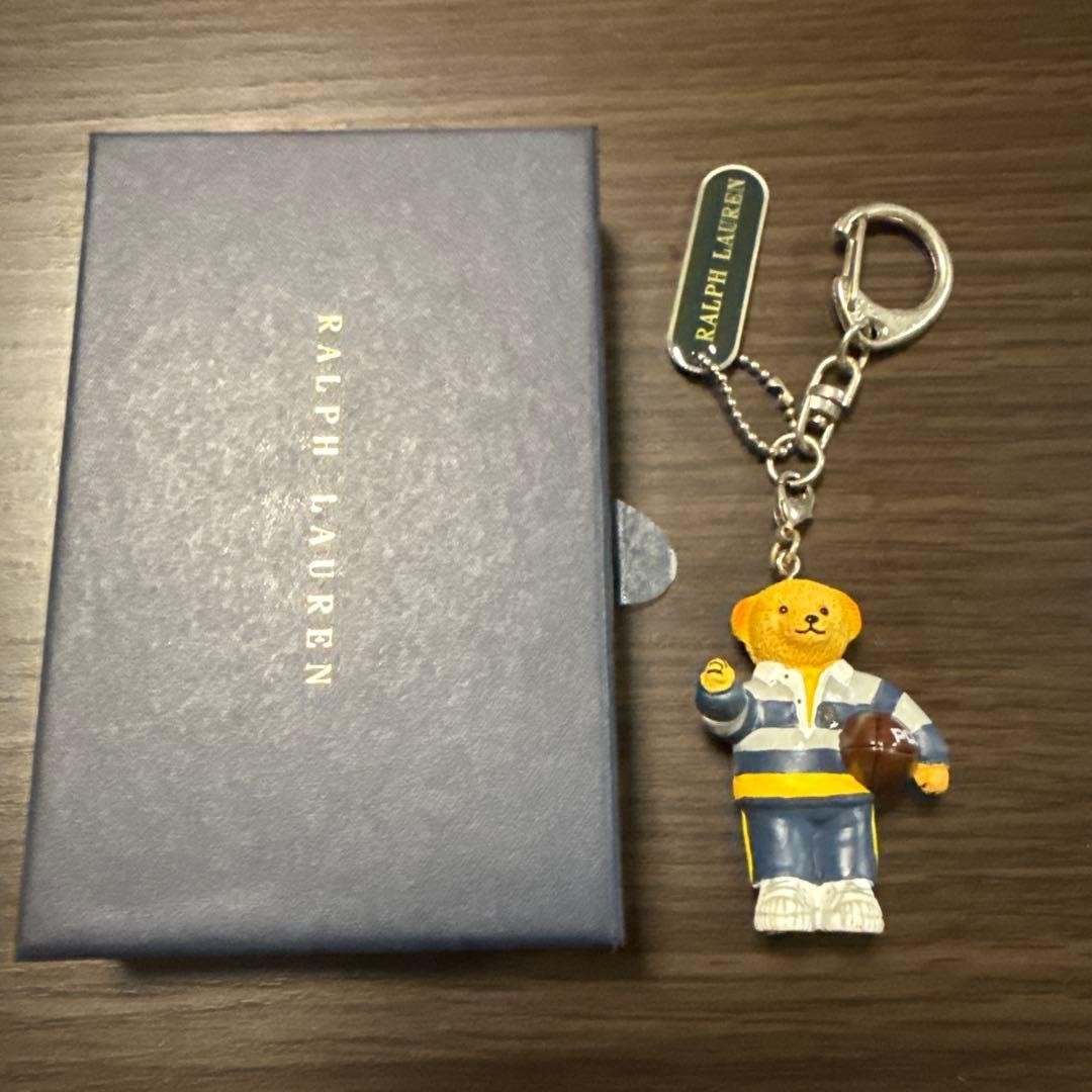 Ralph Lauren Polo Bear Rugby Bag Charm Key Ring Keychain W/Box K3