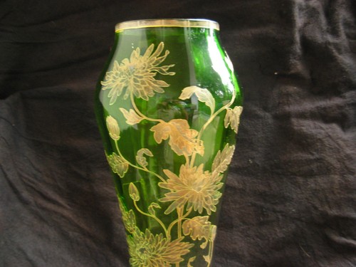 LEGRAS,TALL ANTIQUE FRENCH ENAMELED GLASS VASE,17,7", ART NOUVEAU. - Picture 7 of 18