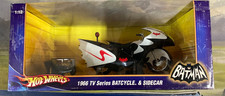 Hot Wheels Batman 1966 Batcycle & Sidecar 1:12 Box Set NEW