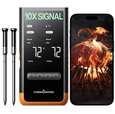 THERMOMAVEN G2 Wireless Thermometer - 2 Probe Set Standalone Base & WiFi WT07  
