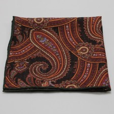 Seaward  Stearn NWOT Wool / Silk Blend Pocket Square In Brown / Multi Paisley