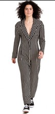 Norma Kamali Striped V-Neck Jumpsuit Sz L 450
