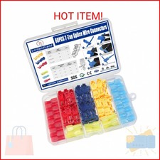 60 Pcs/30 Pairs Quick Splice Wire Terminals T-Tap Self-Stripping Nylon Fully Ins