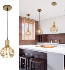 3Pack Gold Pendant Lights, Modern Adjustable Hanging Lamps for Kitchen Island
