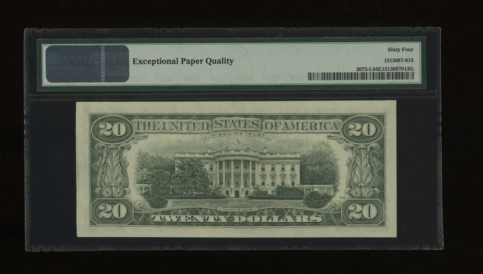 DBR 1981 $20 FRN San Francisco Fr. 2073-L PMG 64 EPQ Serial L37968201D - Image 2 of 2