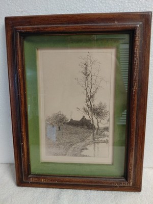 Antique Etching, Dicksons Carriage House,  Framed, Clifford Art Studios NYC