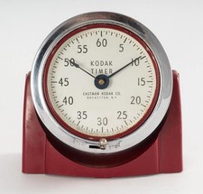 Kodak Darkroom Timer Red Art Deco - WInd-Up - WORKS - Accurate - Mid-Century -