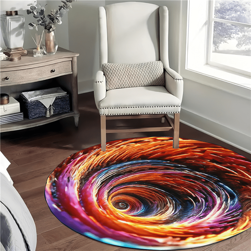 Vibrant 3D Vortex Round Area Rug High-Quality Flannel, 0.47 Thick ...