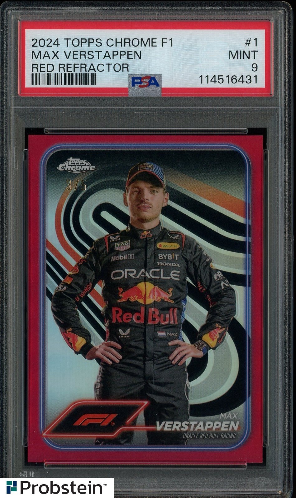 2024 Topps Chrome F1 Racing Red Refractor #1 Max Verstappen 3/5 PSA 9 MINT