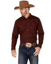 Gibson Men's Basic Solid Long Sleeve Pearl Snap Western Shirt - GMBA21W100-BURG