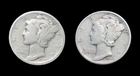 1943-S 1944-S Mercury Silver Dime Lot 90% Pure Silver Winged Liberty Head 10C US