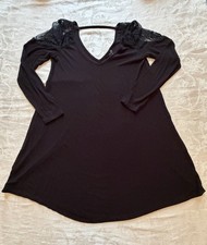 American Eagle Women’s Dress Black V-Neck With Lace Shoulders Size L