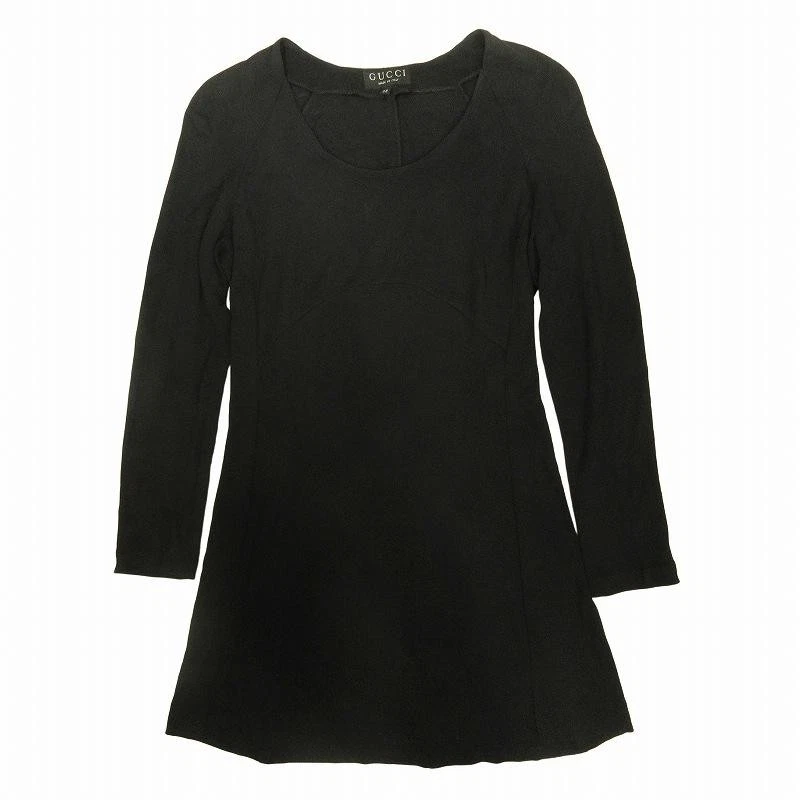 Gucci Authentique Robe Rayonne Longueur Manches 3/4 Courte Noir Made in Italy Taille 38