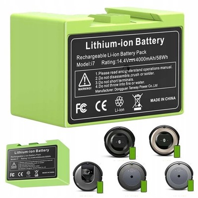 14,4V 4000 mAh Li-ion Akku für iRobot Roomba i3 i3+ i4 i4+ i7 i7+ E5 E6 Serie