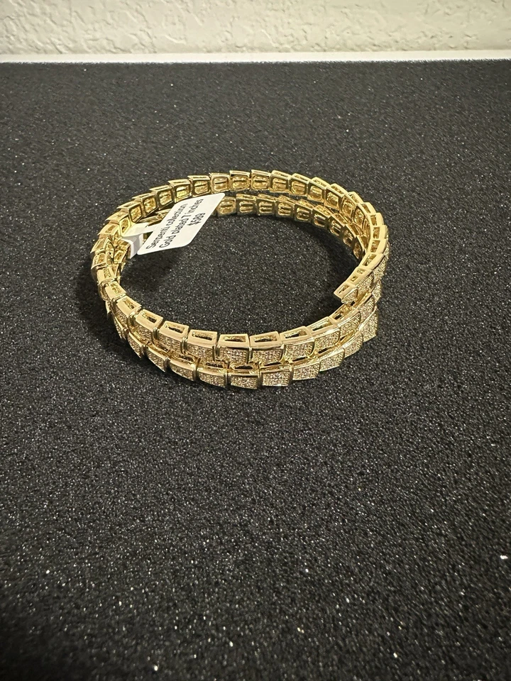 Pulsera Serpiente Moissanita Oro Sobre Plata Talla 7-8 Foto 2 de 4