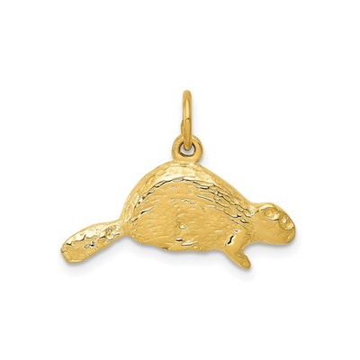 14k Yellow Gold Beaver Pendant Charm for Necklace Bracelet Wildlife Jewelry