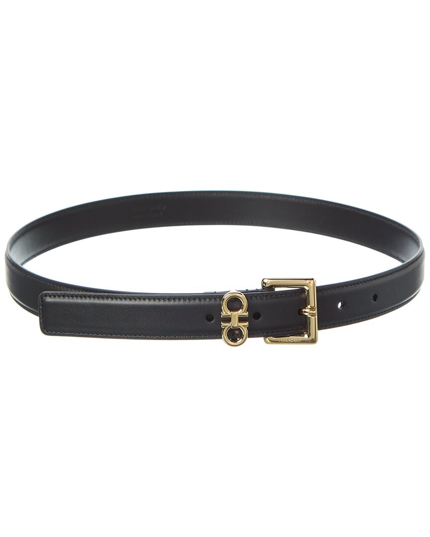 Ferragamo Double Gancini Leather Belt Womens Black 70 57790₽