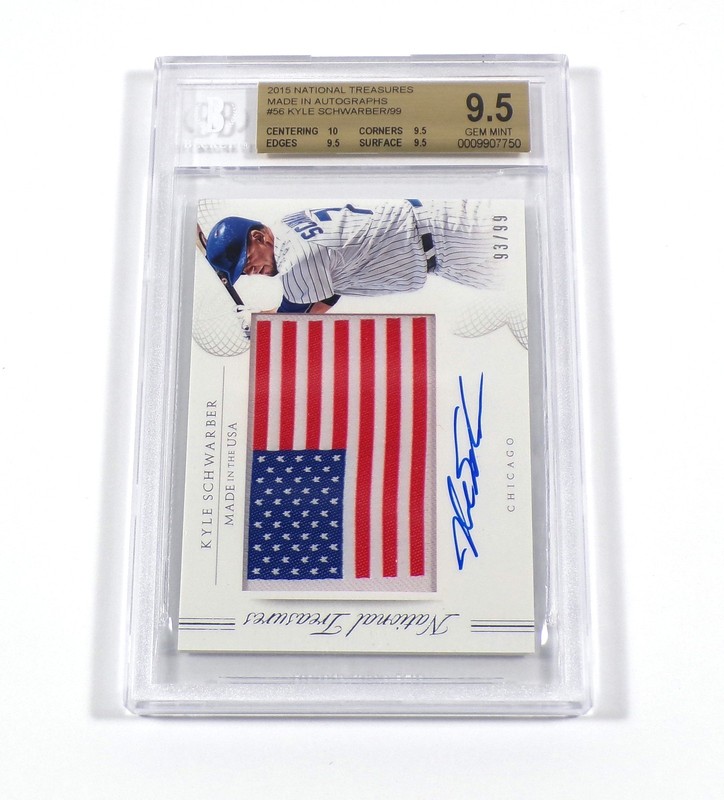 2015 Panini National Treasures Kyle Schwarber RC USA Patch /99 BGS 9.5 Auto 10