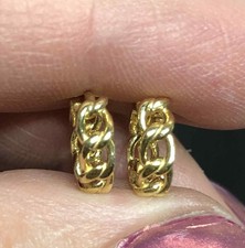 7727 Vermeil gold over Sterling 925 baby curb link huggie hoop Earrings