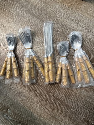 Cambridge 20 pc Faux Bamboo Plastic/Stainless Flatware