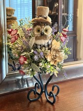 Handmade Whimsical Straw Owl Floral Arrangeme...