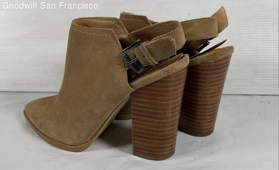 Halogen Brown Leather Pointed Toe Classic Block Slingback Womens Heels Size 8.5M - Image 3 of 4