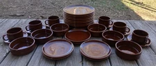 Vtg34pcPfaltzgraffButterscotchBrownRusticGlazeStonewarePlatesSoupMugsBowlsRetro
