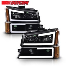 For 03-07 Chevy Silverado 1500 2500 Led Drl Headlight Bumper Lamps Blackamber