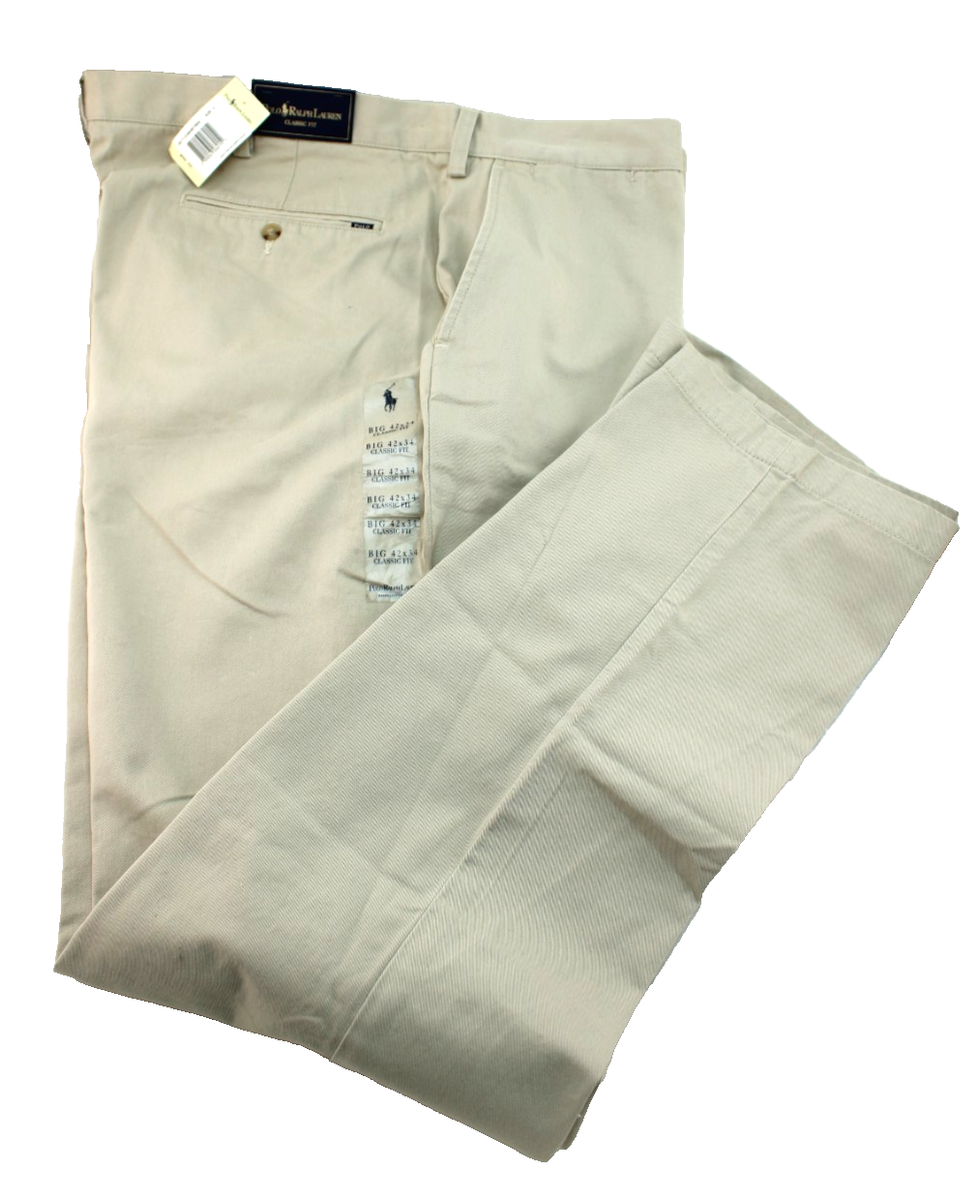 NWT POLO Ralph Lauren Men's 42 X 34 Khaki 100% Cotton Classic Fit