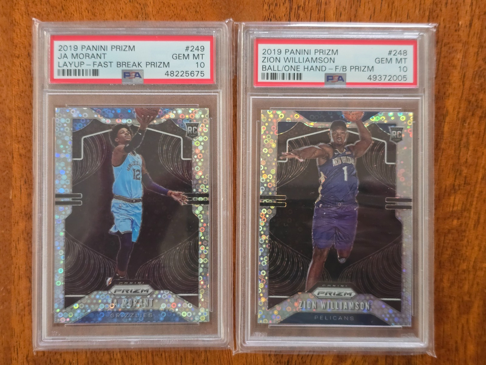 2019-20 PRIZM FAST BREAK ROOKIE VARIATION (PSA 10) SET  248-260, 288 JA, ZION