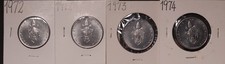 1972, 1973, & 1974 Vatican City 50 Lire Unc Coins (4) KM#121