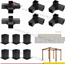 Pergola Brackets Kit 4x4 3-Way  4-Way Right Angle Corner Bracket w/6 Post Base