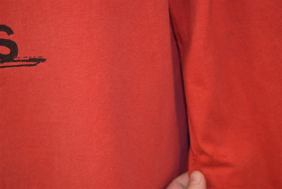 老式 80 年代 ADIDAS TREFOIL 标志红色黑色长袖 LS 美国制造 T 恤 XL — 第 4/4 张图片