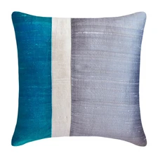 Blue & Grey Decorative Throw Pillow Cover, 16"x16" Silk Cushion - Splendour Blue