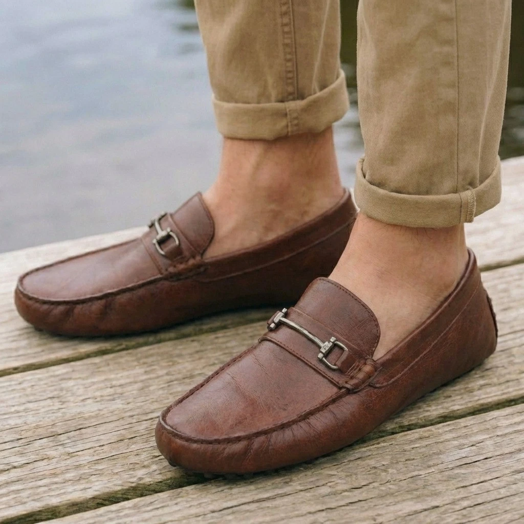 Mens Leather Loafers Slip On Designer Casual Formal Horsebit Driving Shoes Size
Opens in a new windo