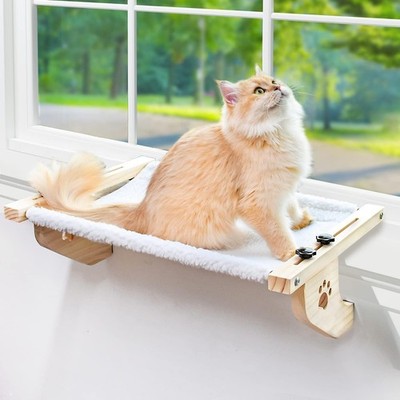 Cat Sill Window Perch Sturdy Cat Hammock Window Seat with Wood & Metal Frame ...