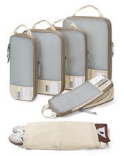 BAGSMART 6 Set Compression Packing Cubes for Travel, of 6, Antique White
