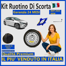 Set  Platzsparend Notrad Peugeot 208 16 " 4Fori Cric Schlüssel Tasche DOT2025 –
