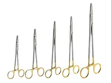 Mayo Hegar Needle Holder Tungsten Carbide Inserts, Gold Plated Needle Driver