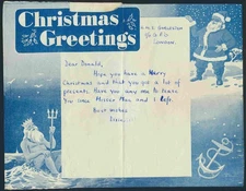 CEYLON Naval Base to ENGLAND 1945 Ship HMS Gorleston Christmas Air Letter to GB