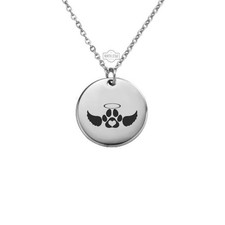 Cat Paw with Angel Wings Necklace   Gold or Silver Pet Memorial   Personalized