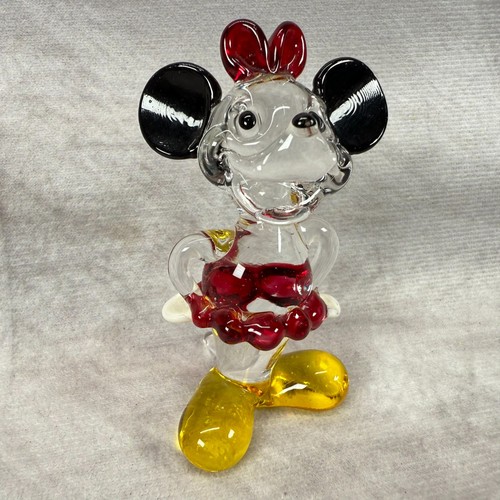 Vintage Hand Blown Glass MICKEY & MINNIE MOUSE Figurine Pair Yellow Shoes Red - Picture 12 of 18