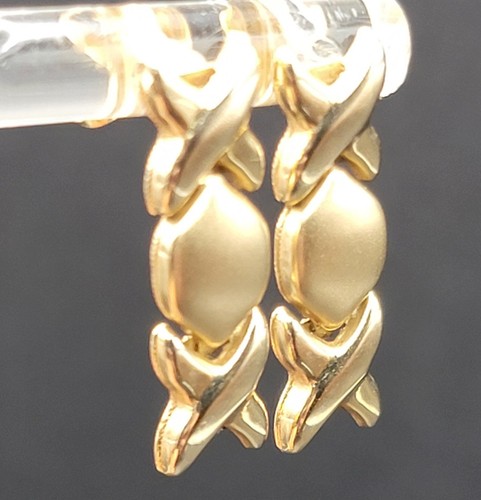 80s Real 10K Yellow Gold Fancy Xoxo Dangle Drop Stud Earrings 14k 585 Backs 80s - Picture 9 of 22